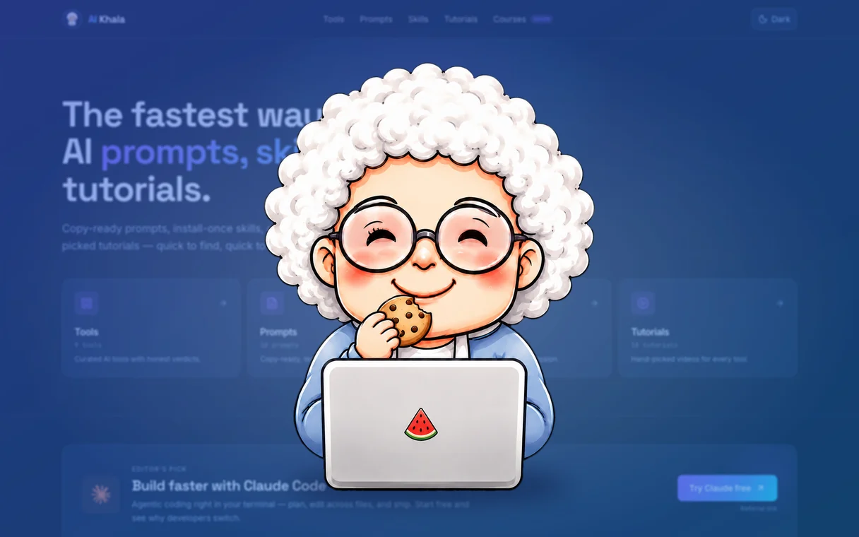 AI Khala home page: “The fastest way to find AI prompts, skills, tools & tutorials” above cards for Tools, Prompts, Skills and Tutorials